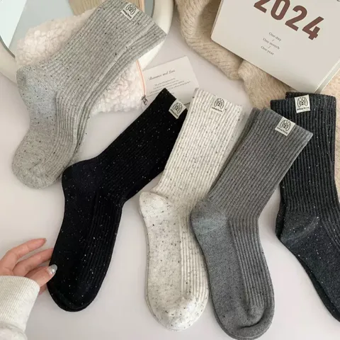 Calzini Slouch da Donna Metà Polpaccio Filato Picchiettato Patch Cane Maglia a Costine Poliestere Autunno Inverno