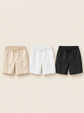 Short Décontracté en Polyester pour Hommes Short de Plage Été Américain Ample à Cordon Droit Vacances Confortable Respirant Bas