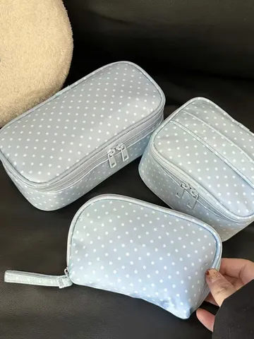 Tragbare Nylon Kosmetiktasche Süße Pünktchen Make-up Organizer Großes Kapazität Reise Kulturbeutel Für Frauen