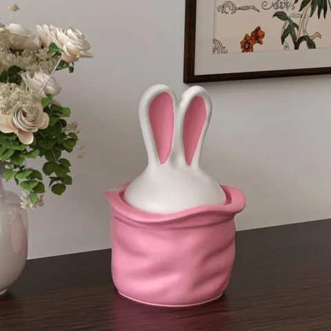 Easter Bunny Long Ear Storage Jar Silicone Mold DIY Aromatherapy Gypsum Candle Cup Ornament Resin Casting Mold