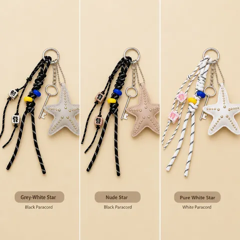 Mode Stern Perlen Taschenanhänger Nylon Legierung Schlüssel Anhänger Gewebtes Seil Telefonkette Dekoration Damen Zubehör Taschenschmuck