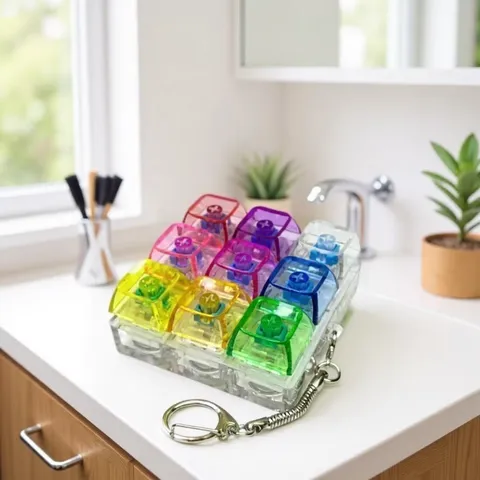 Porte-clés Jouet Fidget Touches de Clavier Mécanique Matrice à Neuf Touches Jouet de Décompression Avec Lumière Colorée Son Pendentif de Bureau