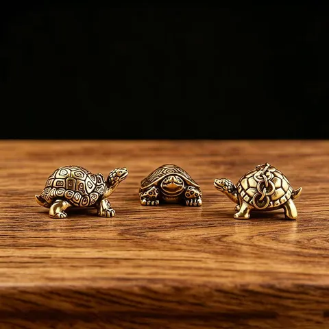 Brass Tortoise Ornament Longevity Dragon Turtle Statue Traditional Craft Auspicious Wealth Feng Shui Desktop Decoration Home Office Gift