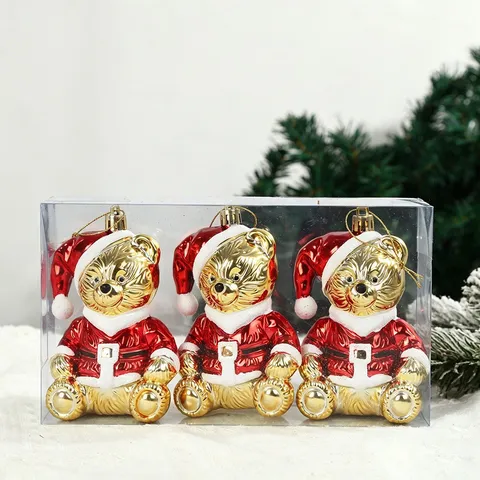 Electroplated Plastic Christmas Hanging Ornaments Candy Cane Santa Bear Nutcracker Rocking Horse Gingerbread Man Xmas Tree Decor