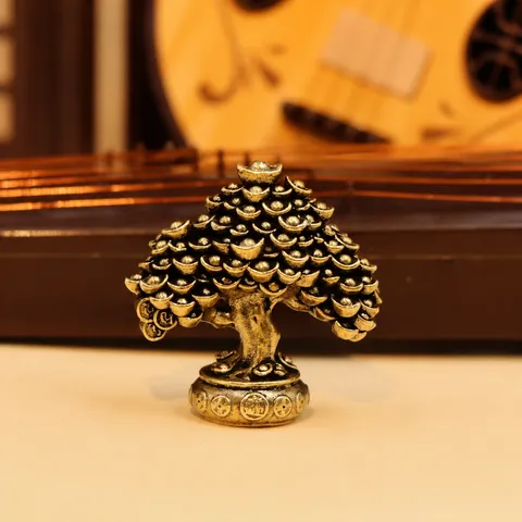 Vintage Zinc Alloy Chinese Fortune Money Tree Ornament Creative Gold Ingot Copper Coin Desktop Decoration Home Office Craft