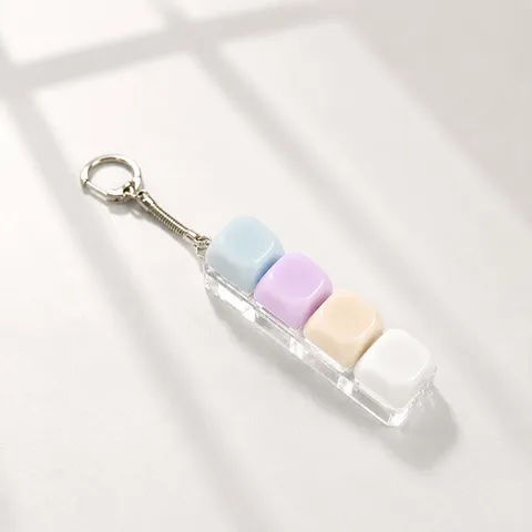 Macaron Candy Color Fidget Keychain PC Resin Keyboard Button Stress Relief Toy Keyring For Students Adults Office Gifts