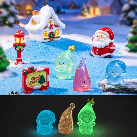 Miniature Di Natale Micro Paesaggio Luminoso Figurine In Resina Babbo Natale Casa Di Neve Lampione Stradale Segnale Stradale Per Fai Da Te Scena Di Neve Decorazione Giardino