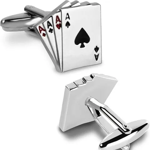 Creatieve Vier A Pokerkaart Manchetknopen Koper Waaiervormig Emaille Gekleurd Zakelijk Cadeau Metalen Manchetknopen Voor Heren Sieraden