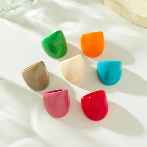 Fashion Candy Color Acrylic Ring For Women Men Ins Style Wide Geometric Resin Thumb Ring Minimalist Finger Ring Jewelry