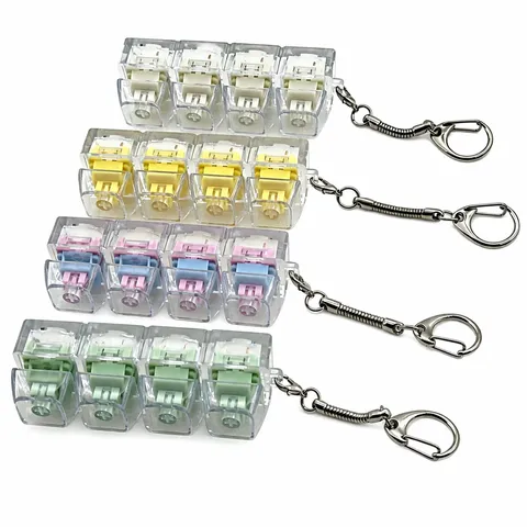 4-Key Mechanical Keyboard Axis Fidget Toy Full Transparent PC Silent Switch Stress Relief Toy Keychain For Office School Unisex