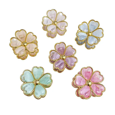 Goldrand Herzform Blume Haarkralle Elegant Harz Legierung Blütenblatt Haarklemme Für Damen Mädchen Tägliches Haarstyling Zubehör