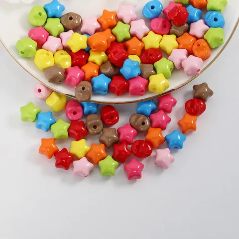 Colorful Hollow Five-Pointed Star Beads Dopamine Style Acrylic Spacer Beads For DIY Bracelet Earring Jewelry Making Accessories