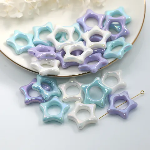 Colorful Hollow Five-Pointed Star Beads Dopamine Style Acrylic Spacer Beads For DIY Bracelet Earring Jewelry Making Accessories