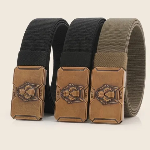 Men's Tactical Woven Belt With Alloy Quick Release Buckle Elastic Strap Outdoor Sports Casual Daily Belt