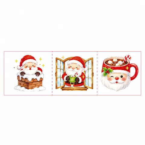 Pegatinas de Tatuaje Temporal de Dibujos Animados de Navidad Impermeables Lindo Papá Noel Fiesta Infantil Calcomanías