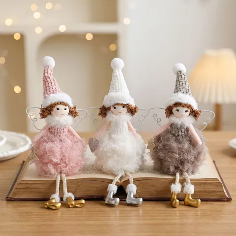 Pluche Engel Meisje Figuur Met Vleugels Schattige Kerstboomversieringen Desktop Decoratie Pluche Pop Voor Thuis Feest Vakantie Cadeau