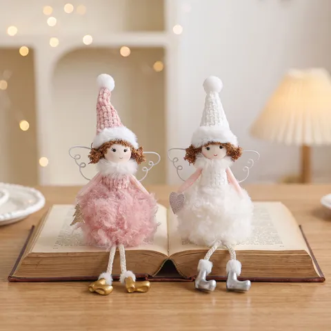 Pluche Engel Meisje Figuur Met Vleugels Schattige Kerstboomversieringen Desktop Decoratie Pluche Pop Voor Thuis Feest Vakantie Cadeau