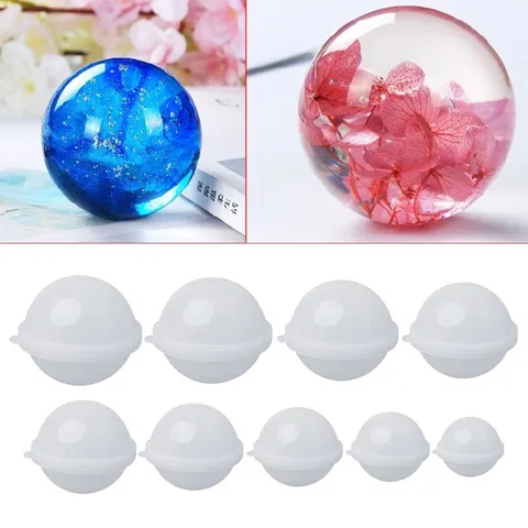 DIY Sphere Silicone Mold For Epoxy Resin Crystal Glue Round Ball Pendant Starry Sky Sphere Mold For Crafting Cake Decoration