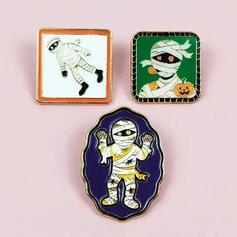 Halloween Cartoon Mummie Emaille Pin Zinklegering Brosche Persoonlijkheid Pompoen Reversspelden Leuke Kleding Rugzak Metalen Badge Accessoires