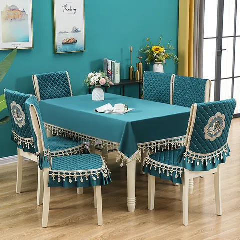 Gesteppte Bestickte Tischdecke Und Stuhlpolster Set Neuer Chinesischer Stil Stoff Tisch Abdeckung Zuhause Esszimmer Dekor
