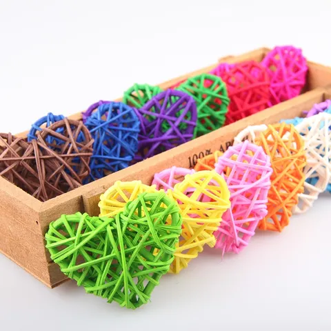 6CM Heart Shaped Rattan Woven Ball For Wedding Party Home Kindergarten Decoration Handmade Natural Rattan Heart Ornament DIY Craft