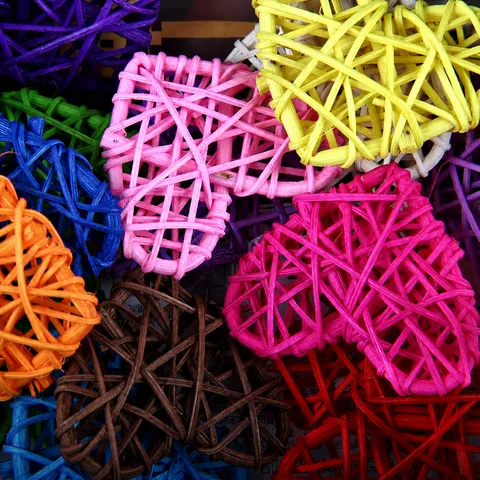 6CM Heart Shaped Rattan Woven Ball For Wedding Party Home Kindergarten Decoration Handmade Natural Rattan Heart Ornament DIY Craft