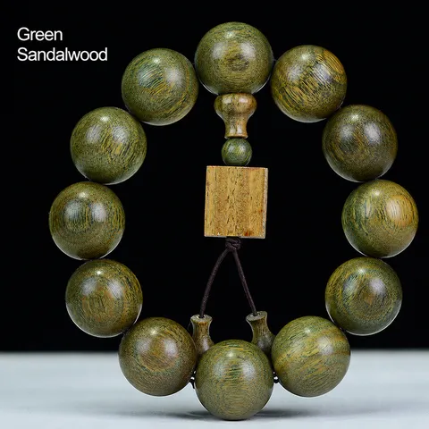 Natürliches Grünes Sandelholz Perlenarmband Holz Gebetsperlen Für Herren Damen Ethnischer Stil Buddha Meditation Handgefertigtes Poliertes Holzarmband Schmuck Geschenk