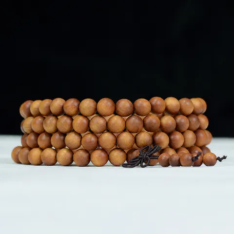 Natürliches Sandelholz 108 Buddhistische Gebetsperlen Armband Herren Ethno Stil Poliert Holz Meditation Mala Schmuck Geschenk