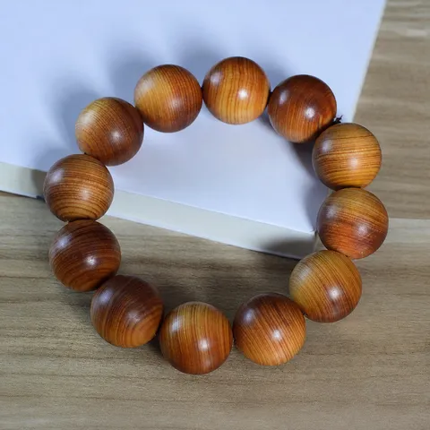 Natural Thuja Wood Beaded Bracelet Handcrafted Aged Red Oil Buddhist Prayer Beads Ethnic Style Meditation Rosary For Men Women
