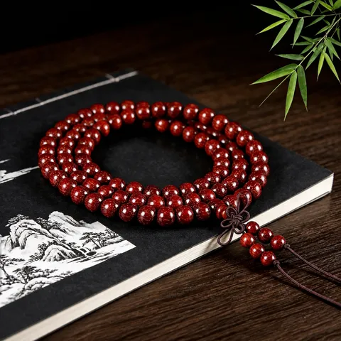 Sambia Blutsandelholz Mehrlagiges Perlenarmband Ethno-Stil Poliertes Holz Gebetsperlen Handkette Meditation Schmuck Für Herren Damen