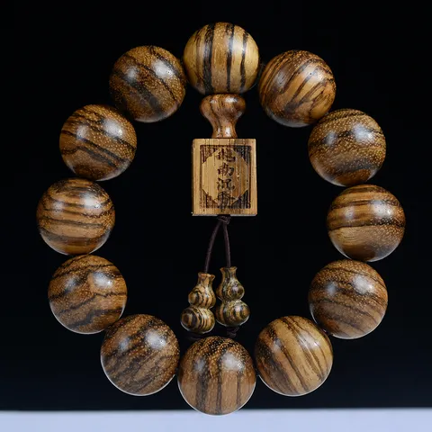 Vietnam Agarwood Buddhist Prayer Beads Natural Wood Tiger Skin Texture Meditation Zen Style Bracelet For Men Women
