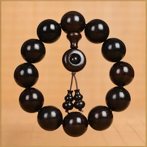 Afrikanisches Grenadill Buddhistische Gebetsperlen Armband Natur Ebenholz Poliert Mala Meditation Schmuck Herren Damen