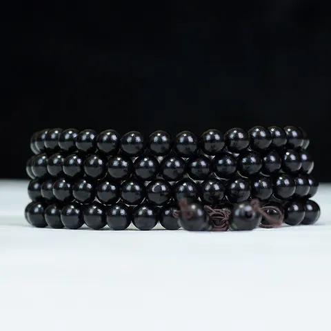 Cuentas De Oración Budistas De Madera De Ébano Pulsera Collar Multicapa Zen Meditación Estilo Étnico Cuentas Pulidas Nudo Hecho A Mano Colgante