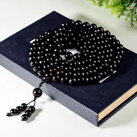 African Blackwood Multi-Layer Buddhist Beads Bracelet For Men Women Ethnic Style Polished Wood Prayer Beads Meditation Jewelry Gift