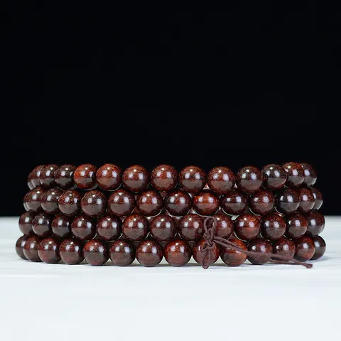 Natürliches Blutholz 108 Gebetsperlen Armband Sambia Blut-Sandelholz Mehrschichtiges Mala Meditation Armband Unisex Holzschmuck