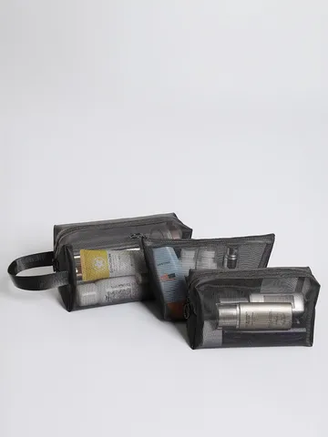 Borsa Trucco In Rete Di Nylon Organizzatore Da Viaggio Pochette Cosmetica Traspirante Leggera Con Cerniera Per Donne
