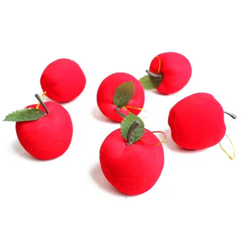 Ornements De Sapin De Noël Pomme Rouge Flocage Simulation Décorations Suspendues Pour Ambiance De Fête Festive