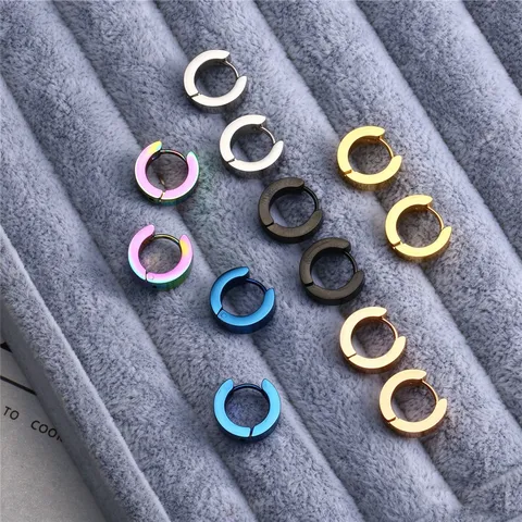 Boucles D'oreilles Créoles Minimalistes En Acier Inoxydable Petites Puces D'oreilles Huggie Pour Hommes Femmes Bijoux