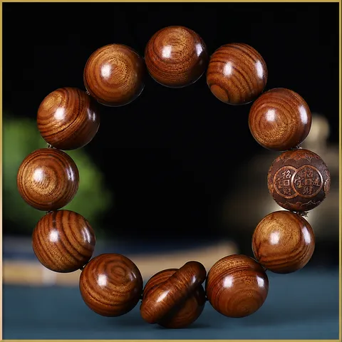 Handgefertigtes Naturholz Mala Perlen Armband 20mm 12 Perlen Ethno-Stil Handgeschnitztes Buddha Meditationsarmband Für Herren Damen