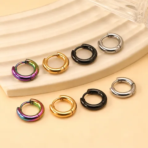 Orecchini A Cerchio In Acciaio Al Titanio Minimalista Huggie Lucidato Gioielli Geometrici Per Uomini Donne Unisex