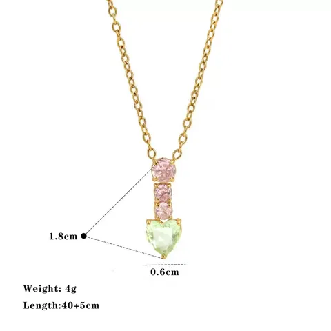 Collier Pendentif en Acier au Titane et Strass pour Femmes Coeur Carré Goutte d'Eau Chaîne de Clavicule Bijoux Doux