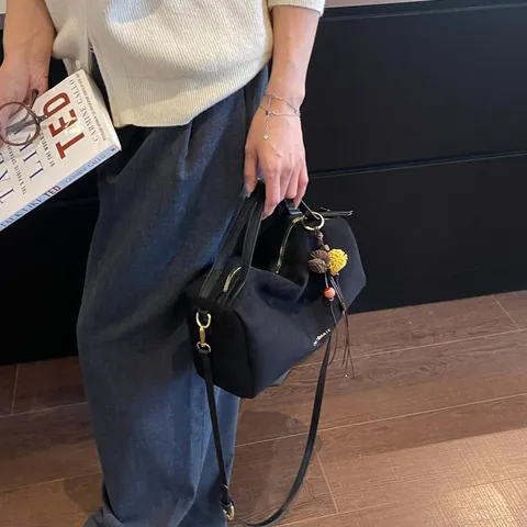 Bolso Almohada de Gamuza Sintética Vintage para Mujer Bolso de Mano Simple de Alta Gama Bolso de Bandolera Versátil Pequeño