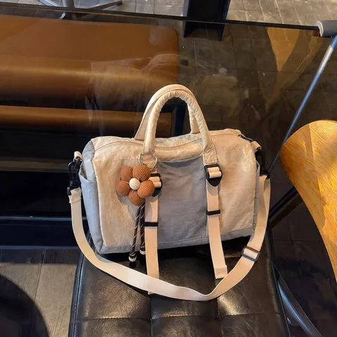 Women Color Block Nylon Shoulder Bag Large Capacity Lightweight Crossbody Bag For Casual Daily Commuting Work Shopping