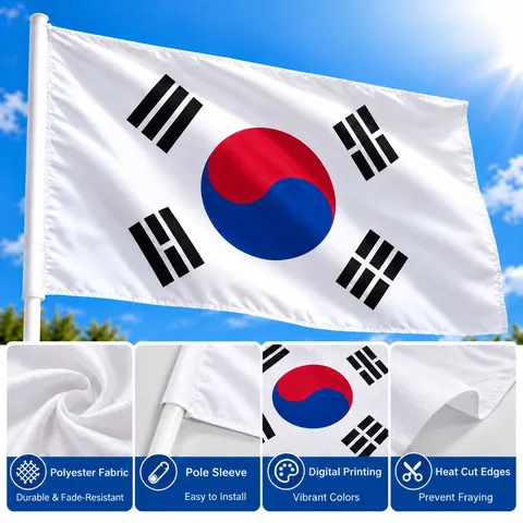 Drapeau National Corée Du Sud Taegeukgi Bannière Polyester Pour Coupe Du Monde Événements Sportifs Décoration Maison