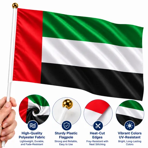 Drapeau National des Émirats Arabes Unis en Polyester Bannière des EAU pour Décoration Intérieure Extérieure Événements Festival Célébration