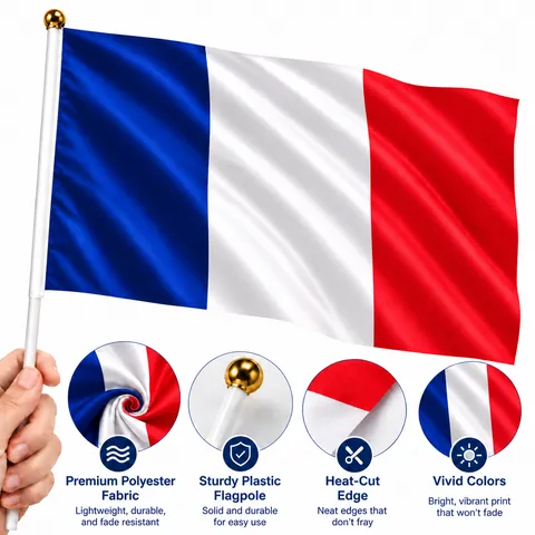 Drapeau National France Polyester Tricolore Rayures Décoration Maison Événements Sportifs Œillets Renforcé Double Couture Bannière