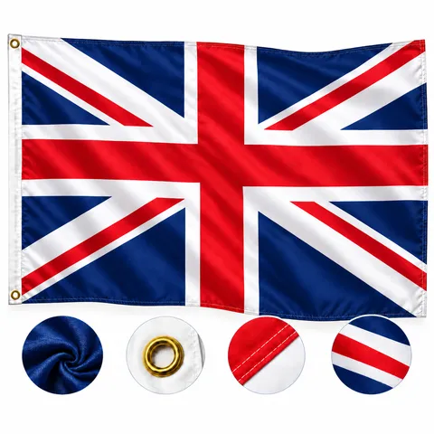 United Kingdom Union Jack And England St George Cross National Flag Polyester Banner With Brass Grommets For Decoration