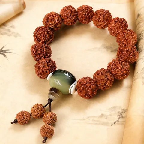 Handgefertigtes Nepal Fünf Blatt Rudraksha Bodhi Samen Armband Für Damen Herren Ethno Stil Vintage Gebetsperlen Schmuck Geschenk