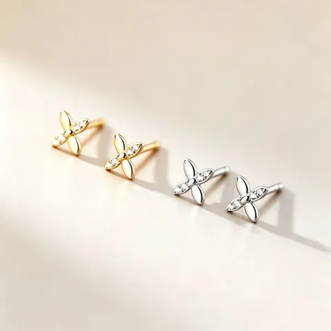 Boucles d'Oreilles Clous Trèfle en Argent Sterling S999 pour Femmes Exquises Boucles d'Oreilles en Zirconia Bijoux Minimalistes Cadeau