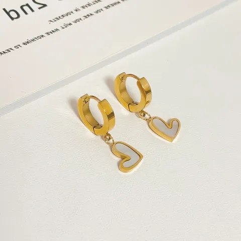French Style Irregular Heart Hoop Earrings For Women Gold Plated Stainless Steel Artificial Pearl Heart Drop Earrings Fashion Jewelry